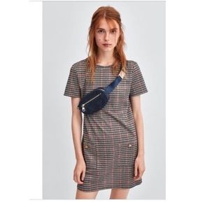 Zara plaid pocket shift dress